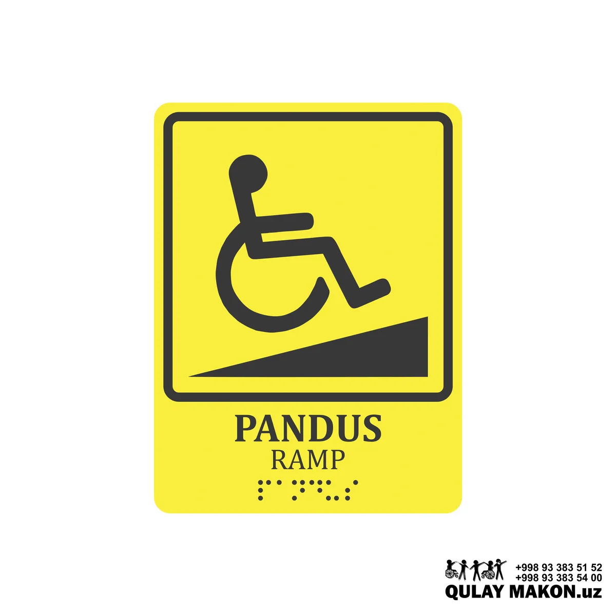 Taktil belgi — Pandus (nogironlar aravachasi, Brayl bilan)