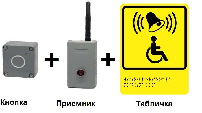 Chaqiruv tizimi to'plami (qabul qilgich + tugma + sariq tablichka) — tablichka + tugma