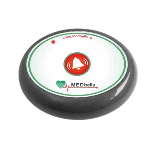 Simsiz dumaloq chaqiruv tugmasi (stol/devor, rang variantlari) — MEDbells qora