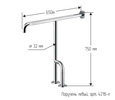 Devor-pol ushlash relsi (poruchen) — nerjaveyka — devor-pol poruchen, art 4218-л, chap, 650x750 mm