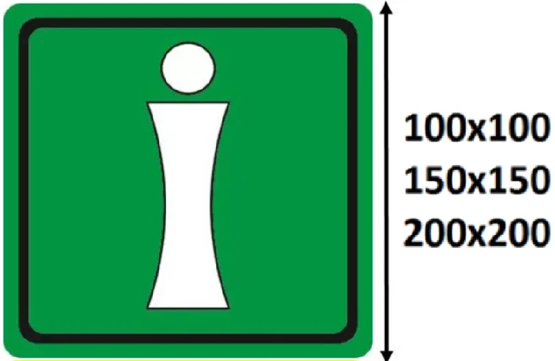 Informatsion punkt belgisi — yashil 'i' (ISO 7010 E022) — Yashil informatsion punkt — same-product galereya