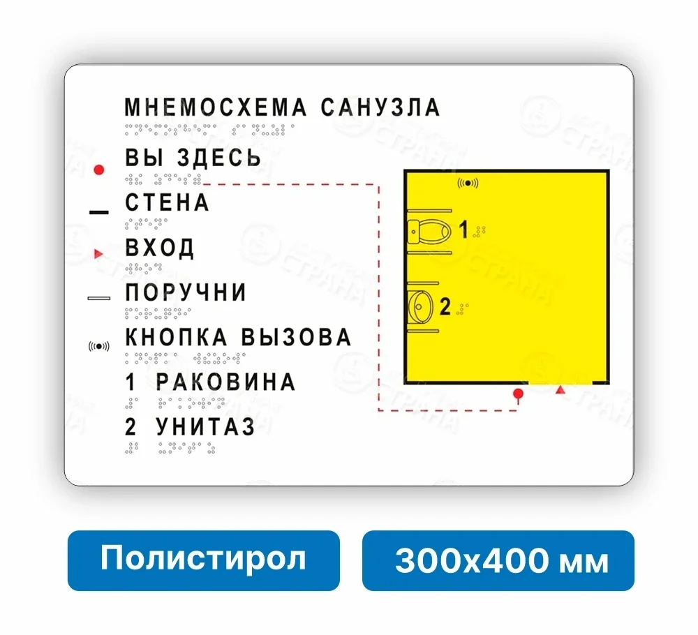 Taktil mnemosxema — bino qavat rejasi (brayl + relyef) — sanuzel sxemasi