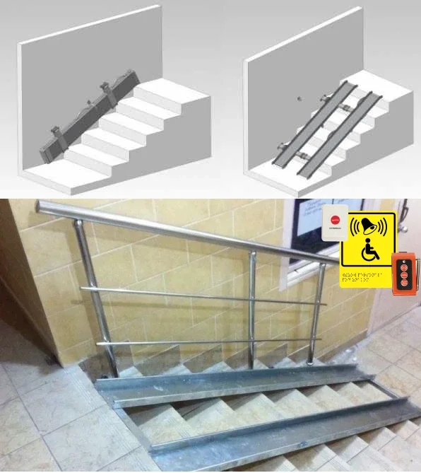 Zinaga sirpanmas metall ramp-yo'lak (o'rnatilgan) — variant rakurs